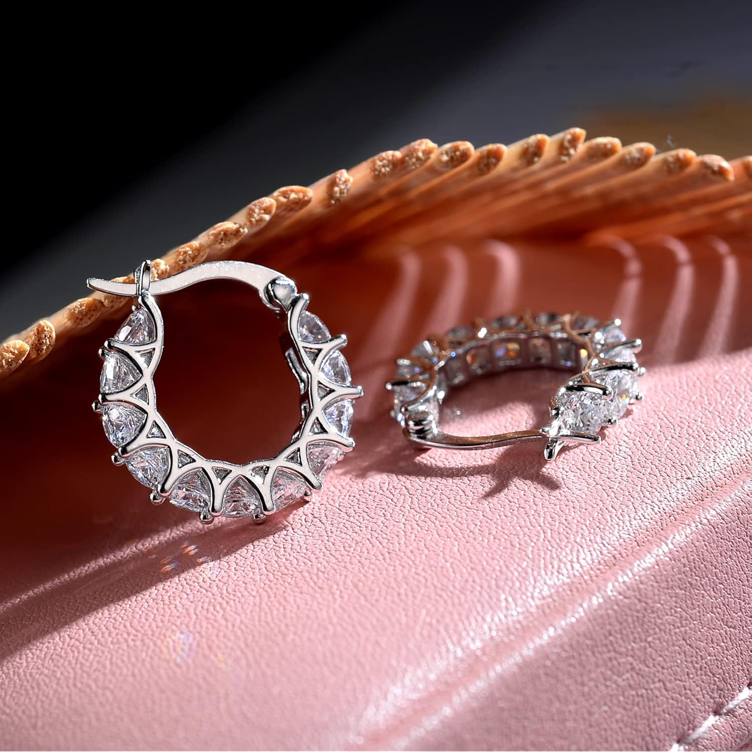 Sterling Silver Cubic Zirconia Hoop Earrings and 14k Gold Earrings, Hypoallergenic Diamond Huggies Earrings for Women