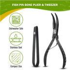 Fish Bone Pliers/Tweezers – Ergonomic Non-Slip Grip, Food-Grade Stainless Steel Deboner | Pin Bone Remover for Salmon, Trout & All Fish