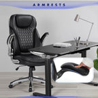 Colamy Executive Office Chair-Ergonomic Computer Desk Chair, High Back Leather Chair With Padded Flip-Up Arms, Swivel Home Office Chair, Black