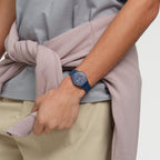 Swatch Gent Biosourced Unisex Watch Casual Polymer Blue Quartz Waterproof Trendy Lines At Night
