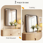 Sweetcrispy Bathroom Wall Mirror, 36X24 Inch Mirror For Over Sink, Black | Modern Wall Mount Vanity Mirror Rounded Rectangle With Matte Brush Metal Framed, For Home Decor, Living Room, Bedroom