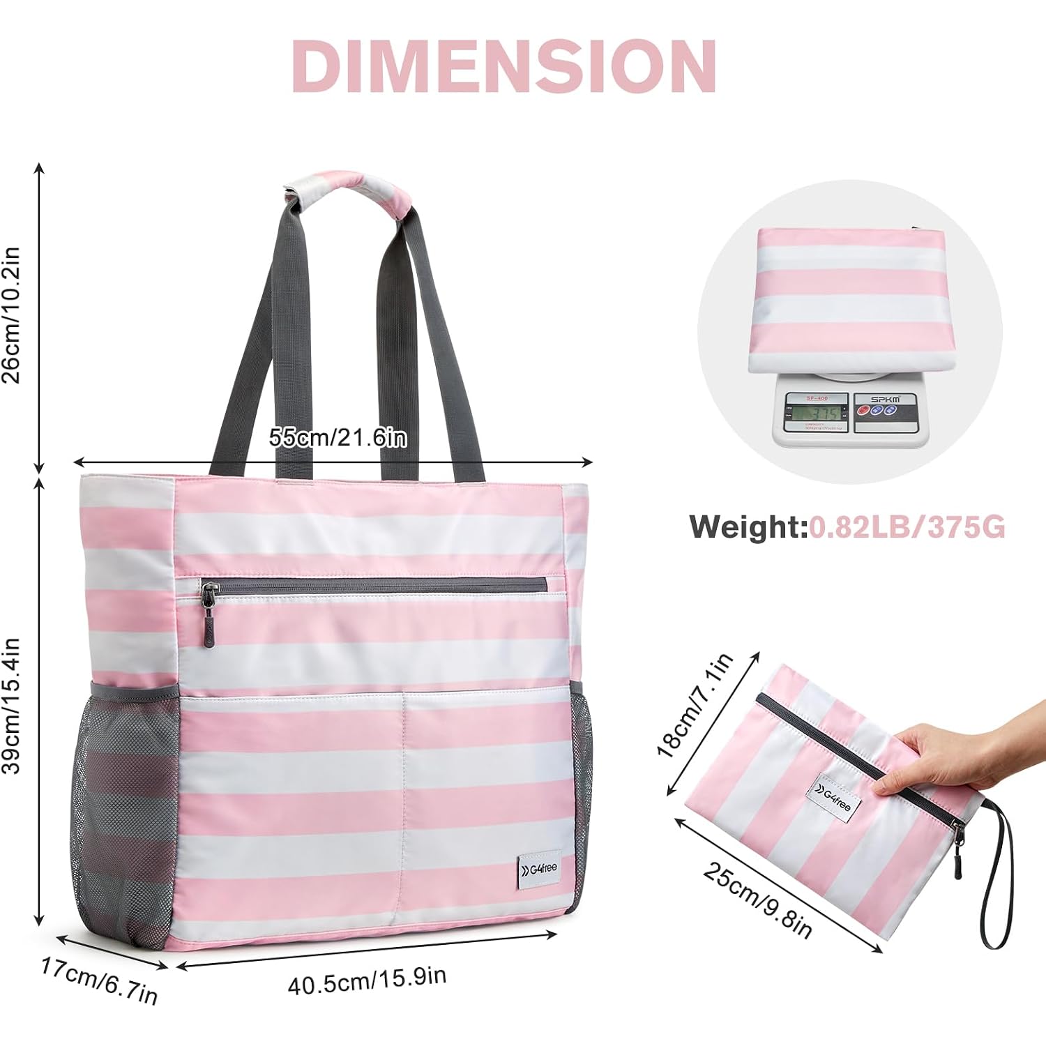 G4Free Beach Bag, Waterproof Sandproof Beach Tote Bag, Large Capacity Foldable For Women