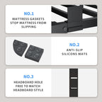 Vipshow 18 Inch Queen Bed Frame, 3500Lbs Heavy Duty Metal Platform With Round Corner Legs Mattress Slide Stopper, Steel Slat Support No Box Spring Needed, Noise Free, Non-Slip, Easy Assembly