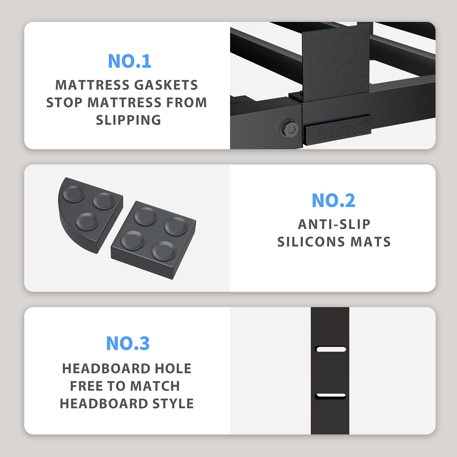 Vipshow 18 Inch Queen Bed Frame, 3500Lbs Heavy Duty Metal Platform With Round Corner Legs Mattress Slide Stopper, Steel Slat Support No Box Spring Needed, Noise Free, Non-Slip, Easy Assembly