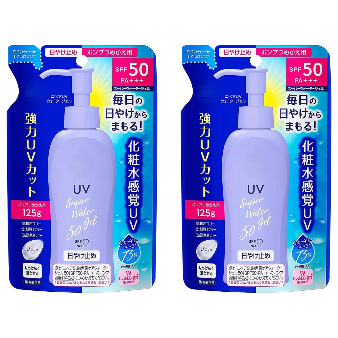 Japanese Sunscreen Spf 50/Pa+++ Super Water Gel 4.22Floz(125G) Refill Pack Of 2