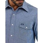 Wrangler Men'S Cowboy Cut Western Long Sleeve Snap Work Shirt Firm Finish