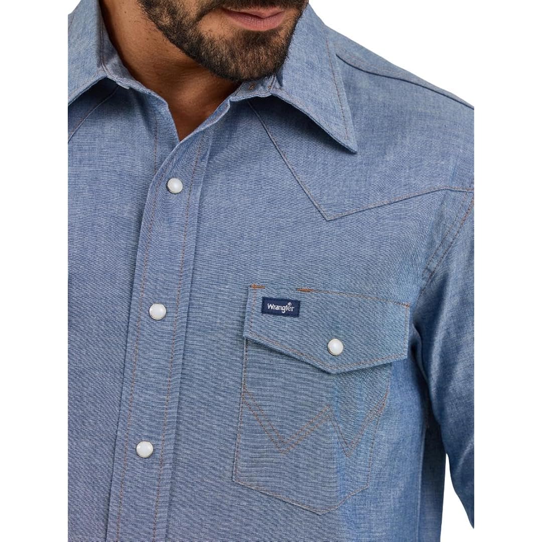 Wrangler Men'S Cowboy Cut Western Long Sleeve Snap Work Shirt Firm Finish