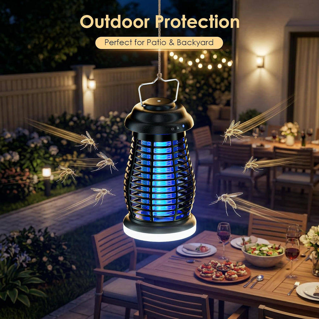 Cordless Bug Zapper Outdoor, 4200V Electric Mosquito Zapper, Fly Trap, Rechargeable Portable Fly Zapper, Waterproof Mosquito Trap Insect Killer Indoor Outdoor For Camping, Garden, Backyard, Home