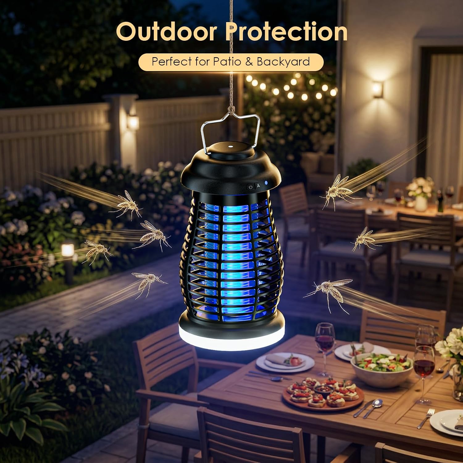 Cordless Bug Zapper Outdoor, 4200V Electric Mosquito Zapper, Fly Trap, Rechargeable Portable Fly Zapper, Waterproof Mosquito Trap Insect Killer Indoor Outdoor For Camping, Garden, Backyard, Home