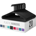 Plastic Hangers 20 Pack Black - Clothes Hangers - Makes The Perfect Coat Hanger And General Space Saving Hangers For Closet And New Apartment Essentials - Percheros Ganchos Para Colgar Ropa Hangars