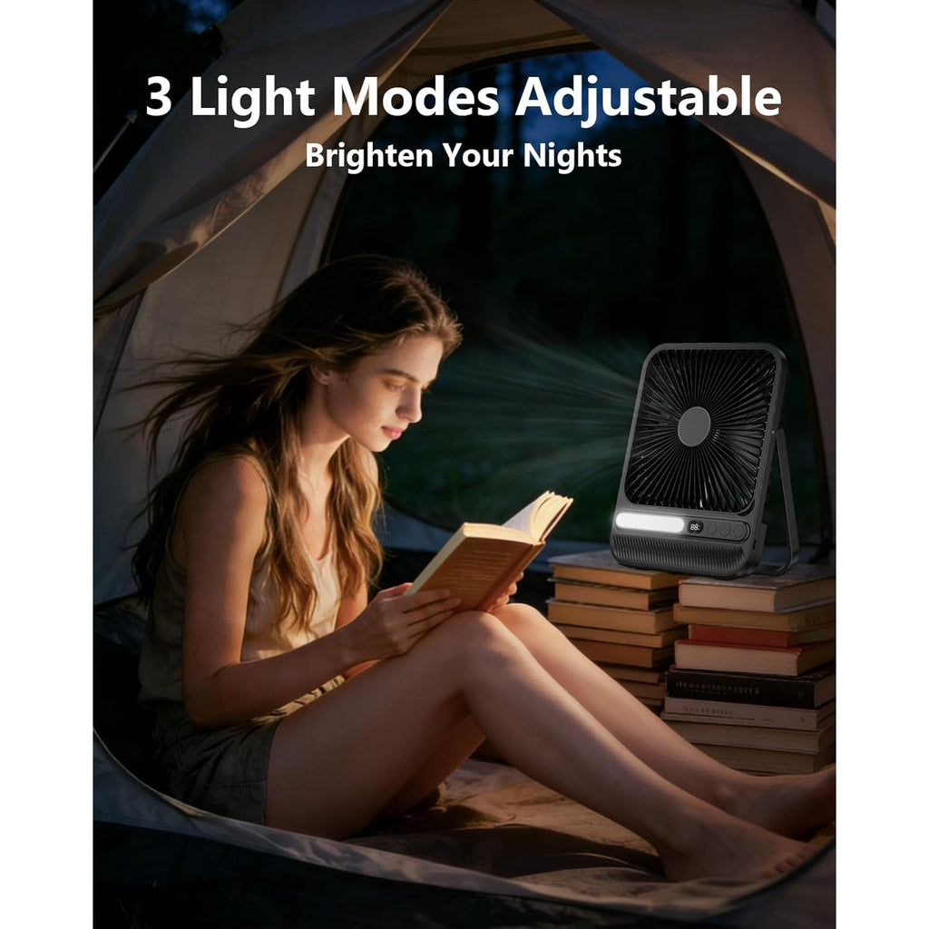 8000Mah 28Hrs Portable Travel Fan With Timer&Light, Ultra-Thin,7In | 28H Max Cooling Time,<42Db Quiet For Sleeping,Cruise Approved,4 Speeds,Led Display,Battery Powered Fan For Hotel Office
