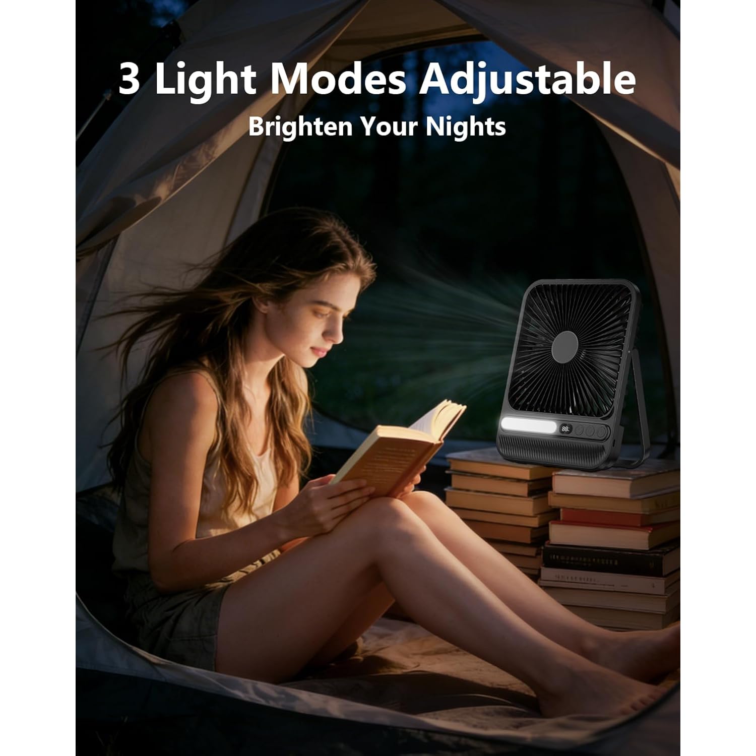 8000Mah 28Hrs Portable Travel Fan With Timer&Light, Ultra-Thin,7In | 28H Max Cooling Time,<42Db Quiet For Sleeping,Cruise Approved,4 Speeds,Led Display,Battery Powered Fan For Hotel Office