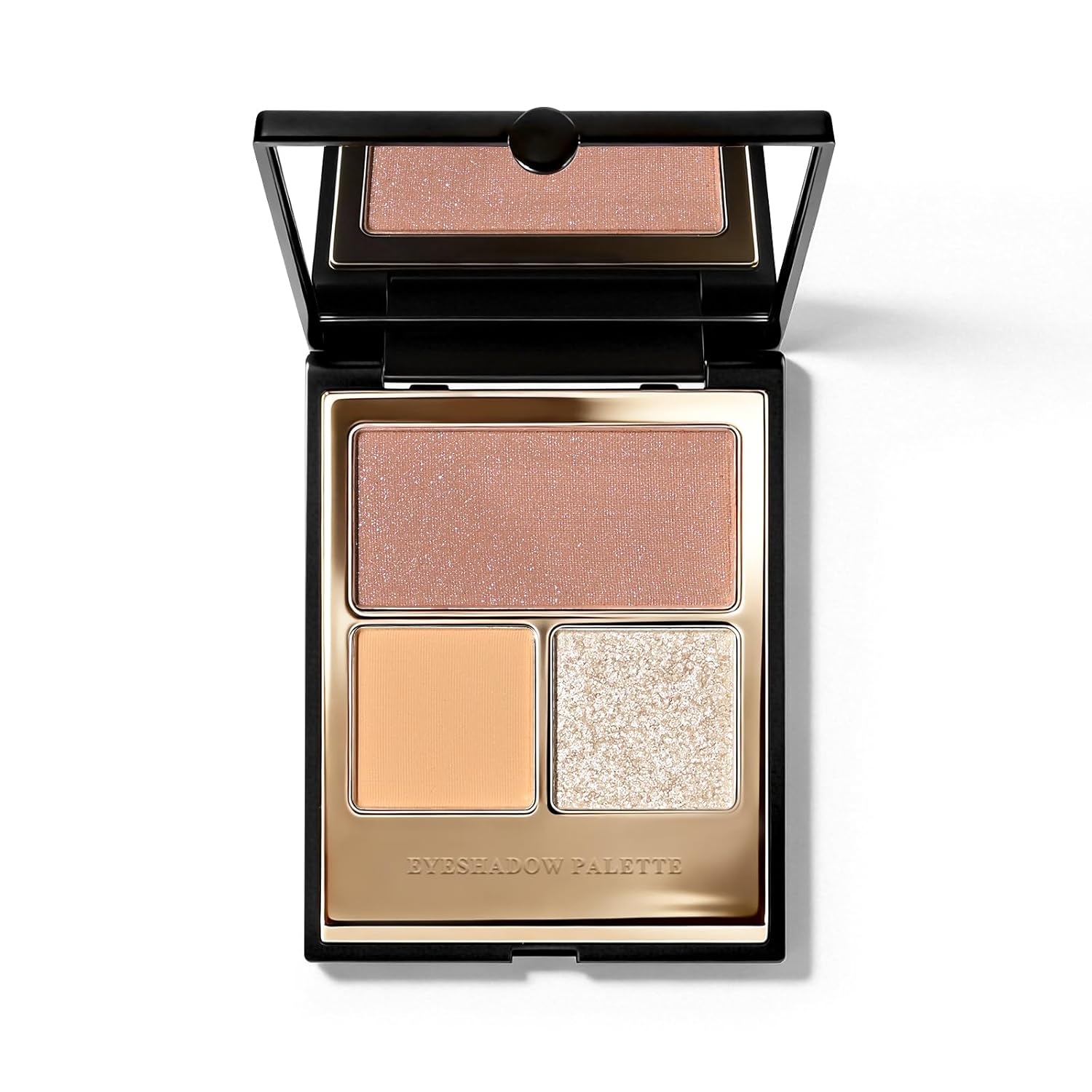 KYDA 3 Colors Eyeshadow Palette, Peach Nude Beige Matte Shimmer Grey Rose Eyeshadow, Pale Champagne Pearl Eyes Shadow, High Pigmented Lasting Ultra-fine Neutral Eye Shadow, Mini Eyes Glitter Makeup