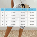 Womens Stripe Print Shorts Summer Knee-Length Casual Bermuda Shorts Lounge Shorts Elastic Waist Side Button Shorts