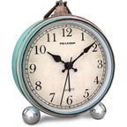 Peakeep 4" Small Battery Operated Antique Retro Analog Alarm Clock | With Contour Lines In Gold For Room Decor, Silent Elegant Bedside Desk Table Gift Clock