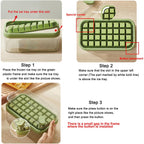 Ice Cube Tray With Lid And Bin, 2 Pack Ice Cube Trays For Freezer, 64 Pcs Ice Cube Mold, Press Button Easy Release Ice Tray, Small Ice Cubes Maker For Drinks(Green)