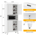 69" Tall Metal Kitchen Pantry Cabinet With Microwave Shelf, 4 Doors & 3 Adjustable Shelves, Heavy Duty Food Storage Cabinet With Anti-Tip Design For Kitchen,Dining Room (1Pc,White)