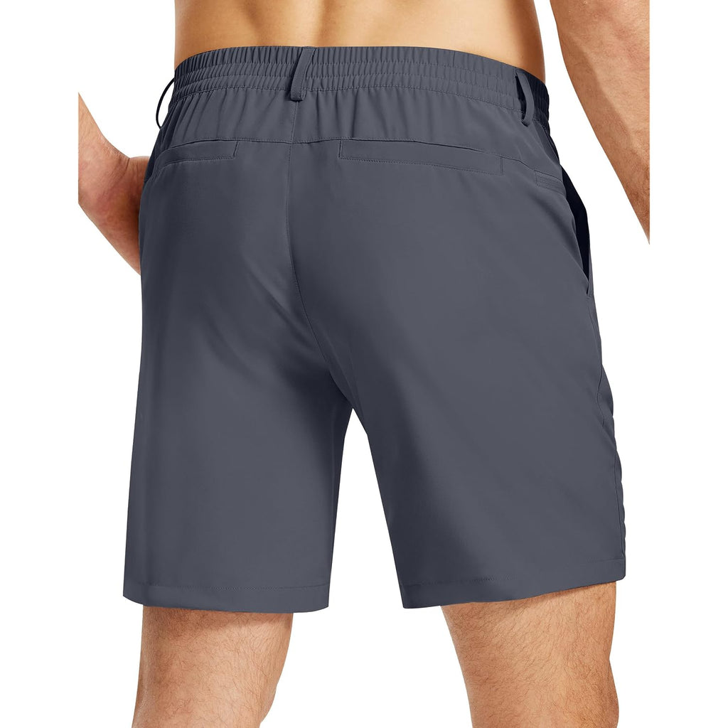 Mens Casual Dress Shorts With 5 Pockets 7 Inch Stretch Dri Fit Lightweight For Golf Travel Work Hiking