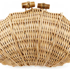 Cuxva Handwoven Shell Rattan Clutch For Women Summer Beach Straw Bags Sea Shell Clutch Purse