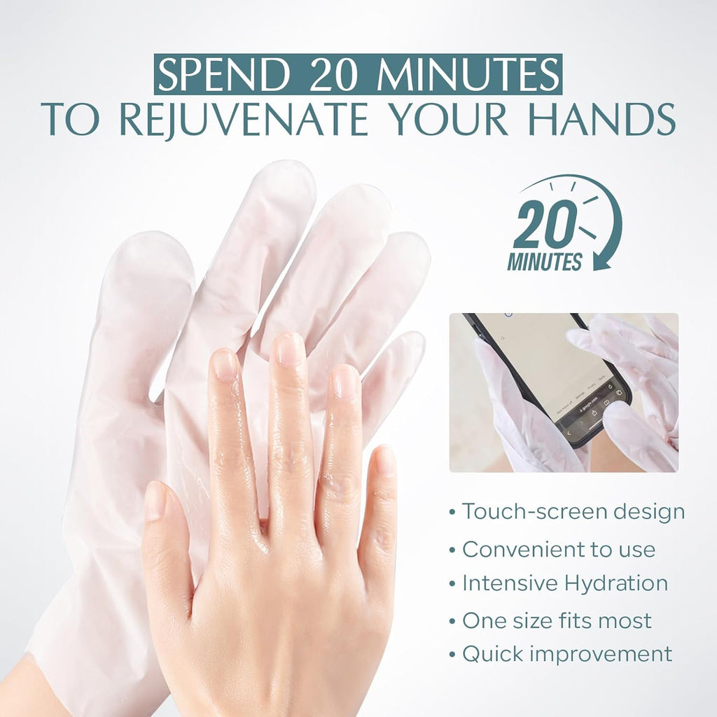 5 Pairs Hand Mask with Niacinamide, Deeply Moisturizing Hydrating Hand Masks for Dry Cracked Skin with Shea Butter, Dead Skin Remove, Easy to Use Exfoliating Glove Design for Women Men