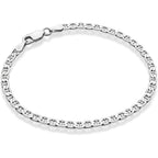 Miabella 925 Sterling Silver Italian 3mm, 4mm Solid Diamond-Cut Mariner Link Chain Anklet Ankle Bracelet for Women, Made in Italy