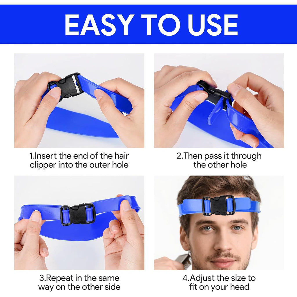 Self Haircut Cape Kit For Men，Fade Guide For Men Haircut，Hair Cutting Kit Includes Hair Cutting Cape, Adjustable Hair Trimming Guide, Comb，For Adults And Kids, Salon And Home Use(Blue)