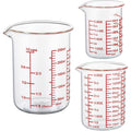 Ackers High Borosilicate Glass Measuring Cup Set With Pour Spout,60Ml(2Oz),120Ml(4Oz), 250Ml(8Oz) Glass Measuring Beaker For Kitchen Or Restaurant, Easy To Read
