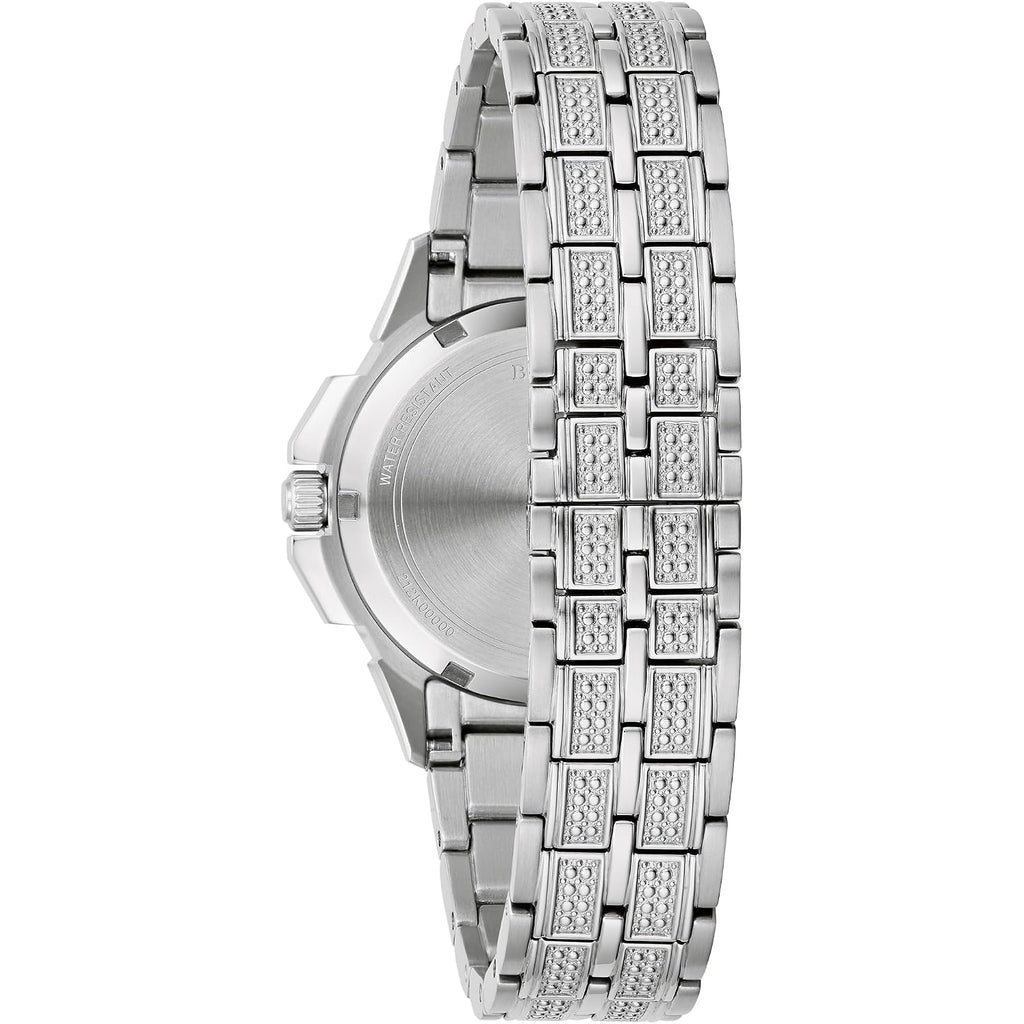 Bulova Ladies' Crystal Octava Stainless Steel 3-Hand Quartz Watch, Crystal Bezel And Dial Style: 96L305