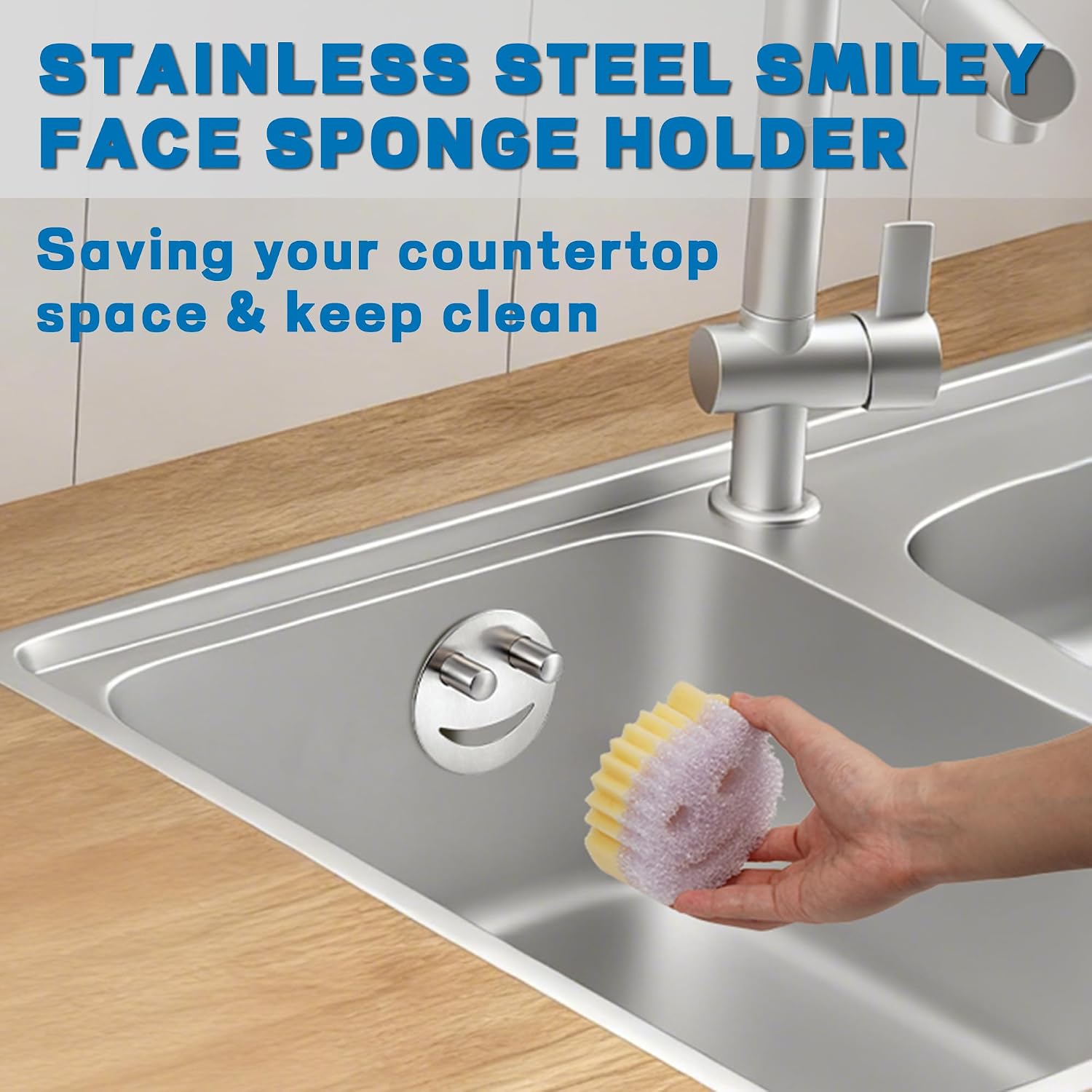 Discount Parts Direct Stainless Steel Sponge Holder For Scrub Daddy Mommy Sponge, Bathroom Kitchen Sink Caddy Organizer Storage With Suction Cup, Dishwasher Safe, Keep Sponge Dry, Silver, 1-Pack