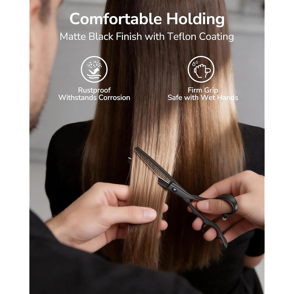Ulg Texturizing Shears – Professional Stainless Steel, 30-Teeth Thinning Scissors, Teflon Coated, Deer Tooth Blades For Precise Thinning And Layering, Ideal For Stylists And Barbers