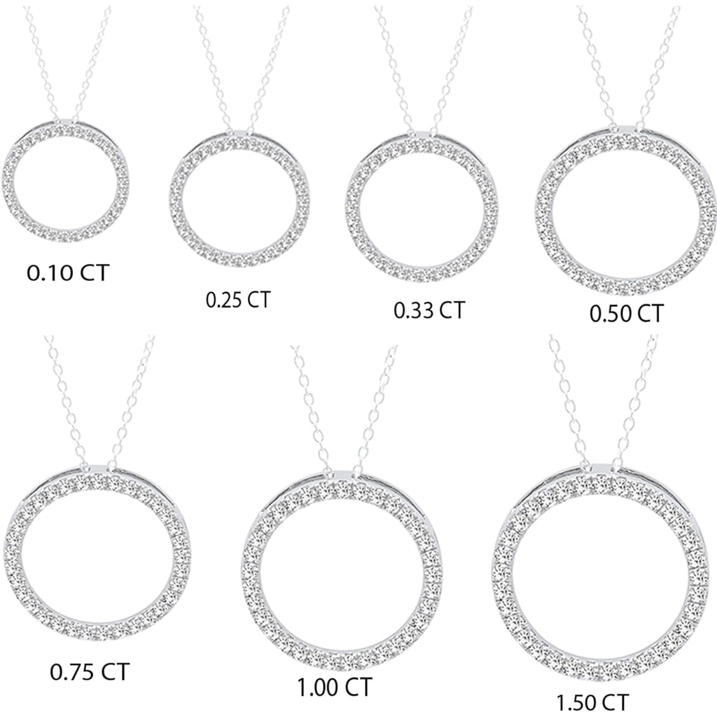 Dazzlingrock Collection Round White Natural Diamond Women Circle Pendant With Gold Chain, 10K Real Solid Gold