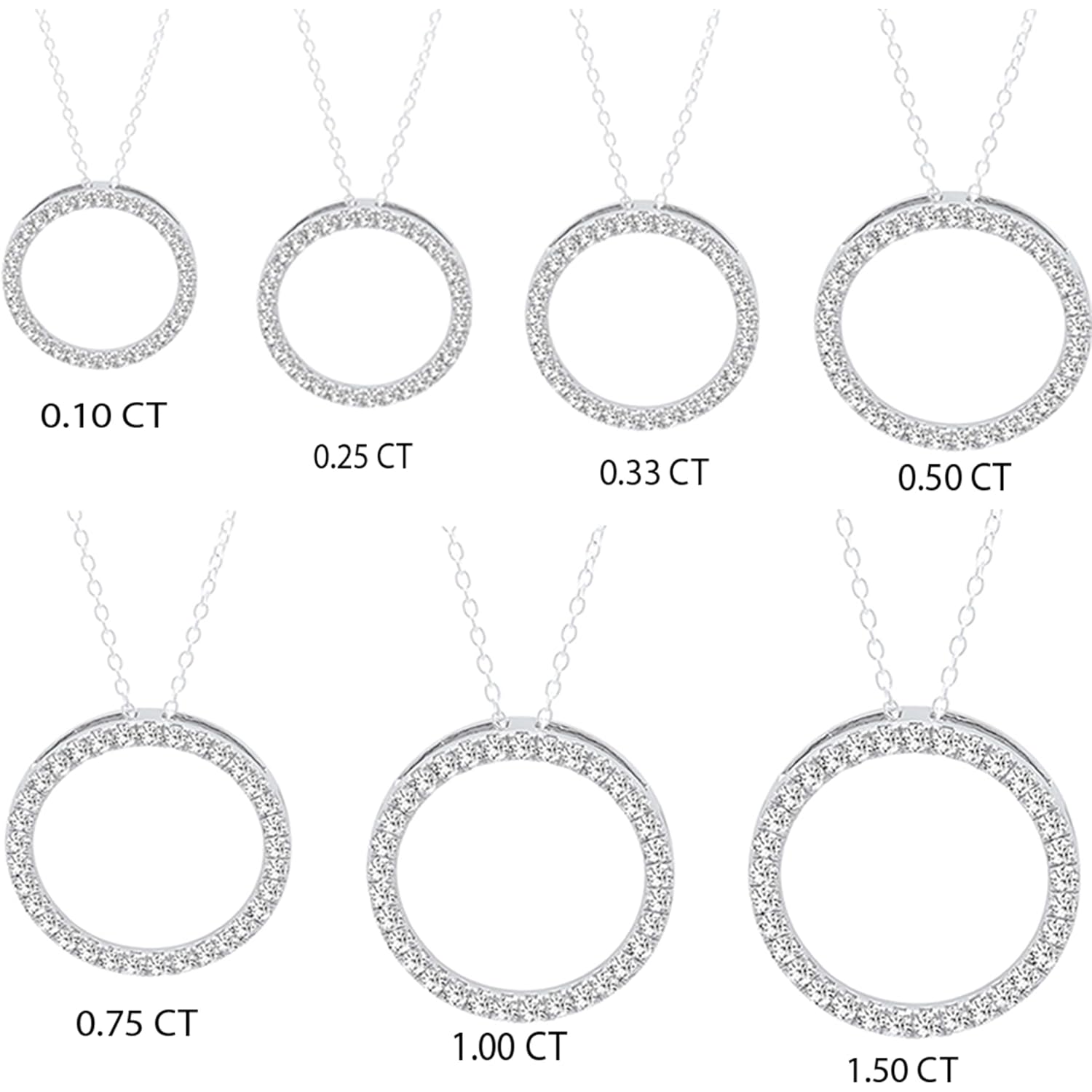 Dazzlingrock Collection Round White Natural Diamond Women Circle Pendant With Gold Chain, 10K Real Solid Gold