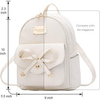 Girls Bowknot Cute Leather Backpack Mini Backpack Purse For Women