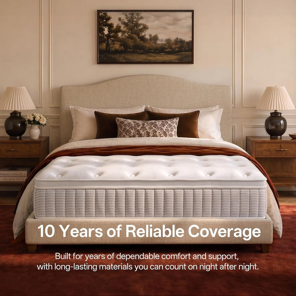 Comfbox Queen Mattress, 14 Inch Springs Matress, Bed In A Box, Soft And Breathable, Pressure Relief & Motion Isolation, Medium Firm Feel (Queen, 14, 14, Inches) (Queen, 14, 14, Inches)