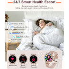 Small Smart Watch for Women with Bluetooth Call, 1.27” Ladies Smart Watch,120+ Sports Modes Step Counter Fitness Watch, HR/BP/SpO2 Sleep Monitor, IP68 Waterproof Smartwatch for Android/iOS Silver