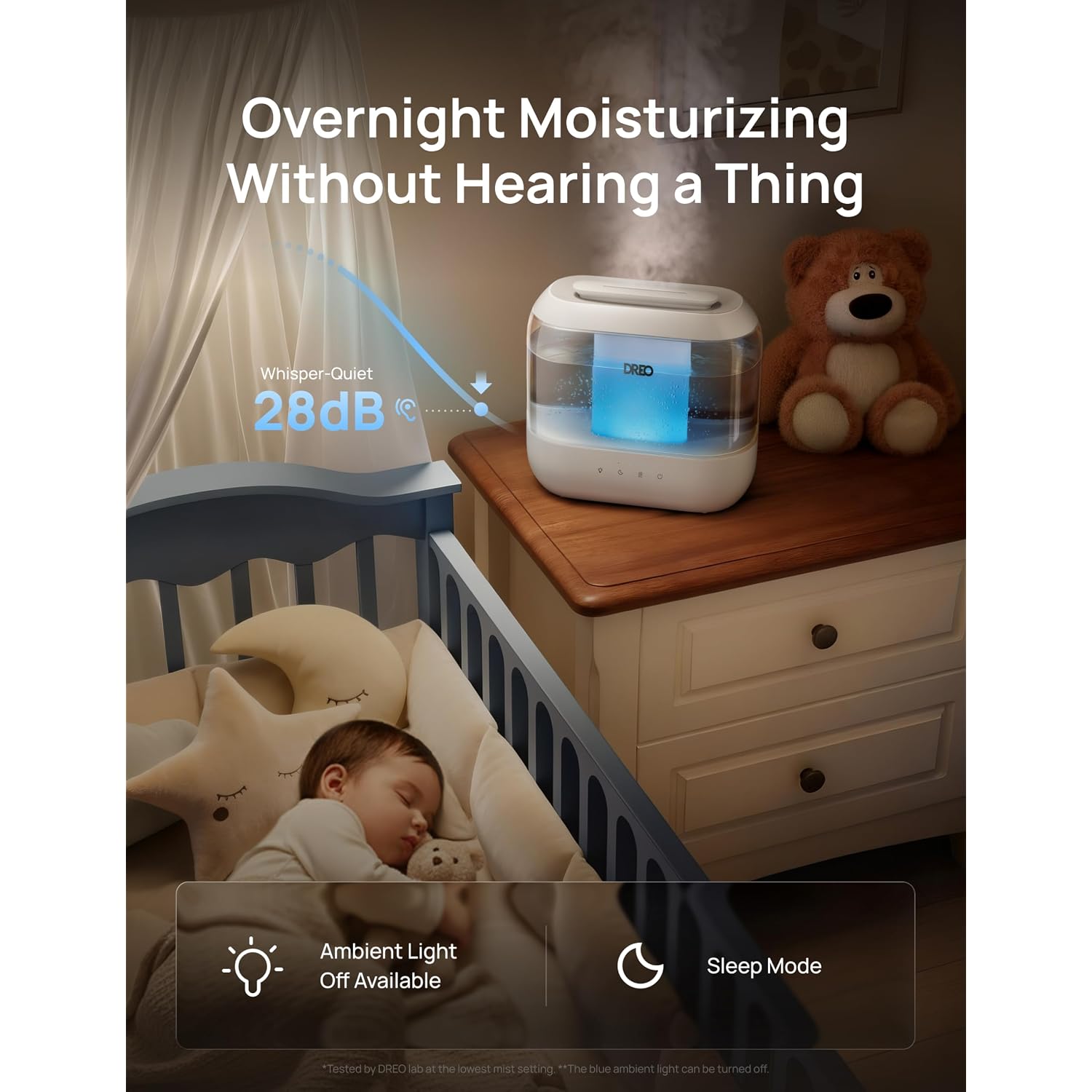 Dreo 4L Humidifiers For Bedroom, 36H Runtime, 28 Db Quiet, Hm311 | Easy To Refill & Clean, Bpa-Free, Nightlight, Supersized Air Humidifiers For Large Room, Baby Nurseries, Plants, Indoor