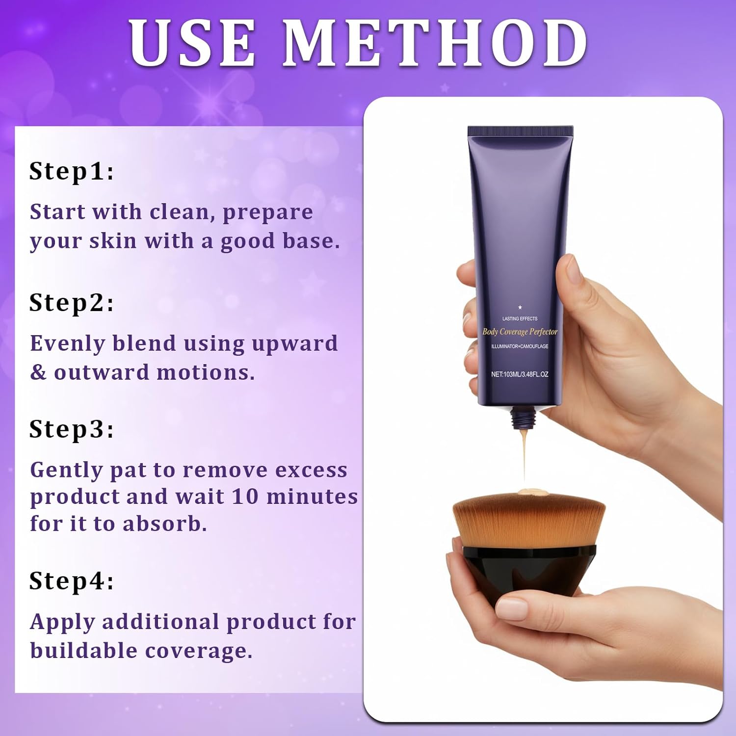 Body Makeup No Transfer with Brushes & Tattoo Concealer Patches, Leg & Body Coverage Perfector for Skin Imperfections, Uneven Tone