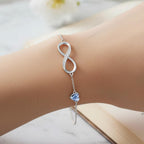 CDE Mothers Day Gifts Infinity Heart Birthstone Charm Link Bracelet for Women 925 Sterling Silver Adjustable Mother's Day Valentine's Day Christmas Day Gift Anniversary Birthday Jewelry for Wife Girlfriend Her