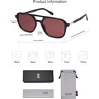 SOJOS Retro Aviator Sunglasses for Women Men,Trendy Rectangle Womens Mens Shades Sun Glasses SJ2202 Black Frame/Red Lens