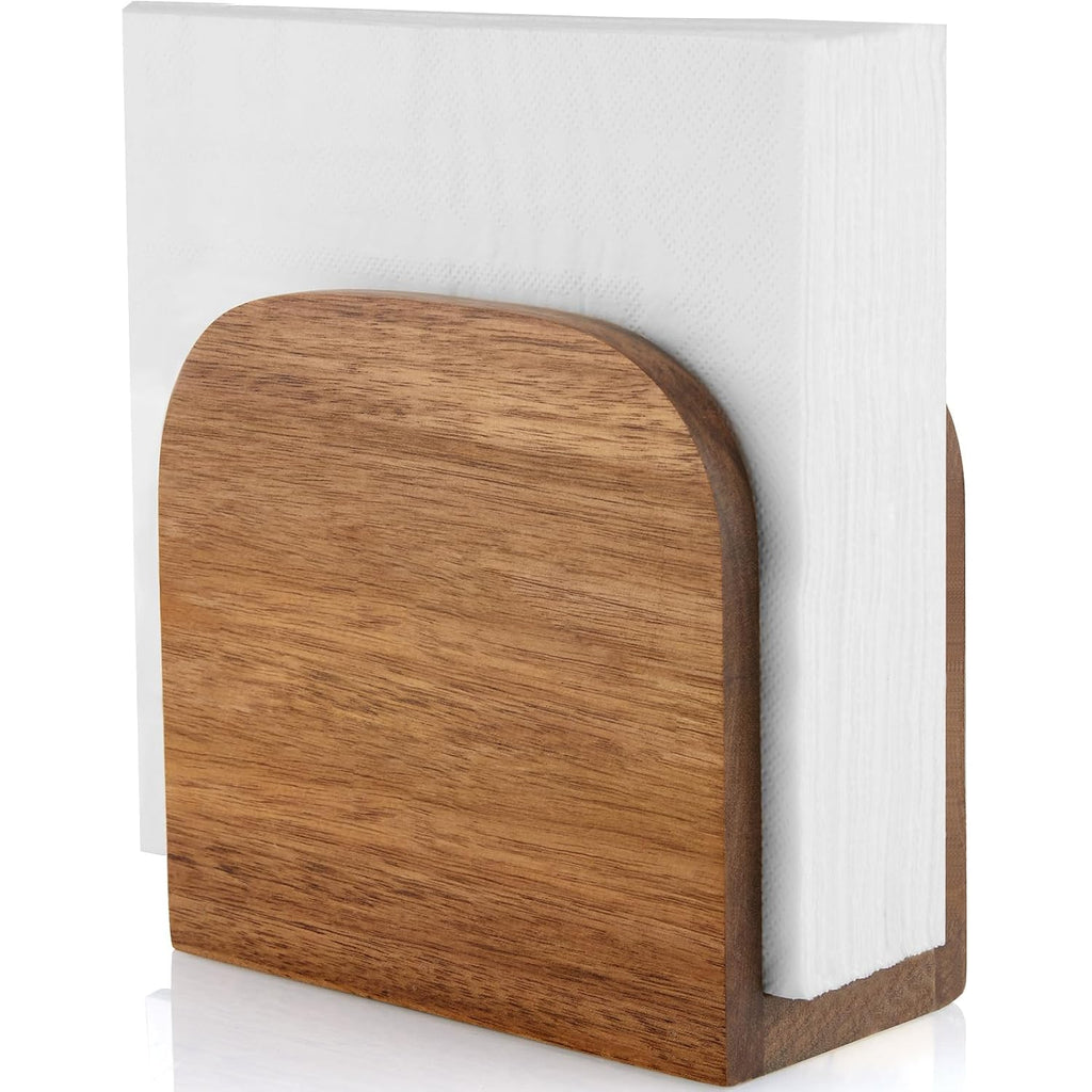 Alelion Acacia Wood Napkin Holder For Table, Wooden Upright Napkin Holders For Kitchen, Standing Napkin Dispenser For Kitchen Dining Room Party Cocktail Outdoor Use