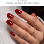 JMEOWIO Semi Cured Gel Nail Strips Wine Red Gel Nail Stickers Wraps UV/LED Nails Art Design Decoration Accessories