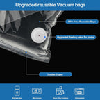40Pcs Vacuum Sealer Bags For Food With Air Valve, Reusable Sous Vide Bags (20 Large+20 Small)