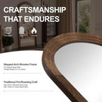 Arched Full Length Floor Mirror With Stand, 75X35 Rustic Farmhouse Solid Wood Frame Wall Mirror For Bedroom, Living Room, Vertical Hanging & Standing(Brown)