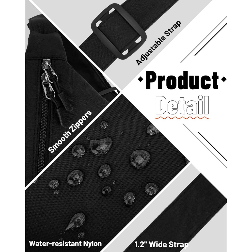 Crossbody Sling Bag for Women Men Trendy, Crescent Bag with Adjustable Strap, 2 Zippers Lightweight