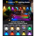 Kooper Solar Fence Lights Outdoor Waterproof 10 Pack, Solar Fence Lights With Ultra-Bright Led Lens, 10 Modes & 9 Colors Outdoor Solar Lights For Fence, Backyard, Railing, Patio, Wall, Step, Deck