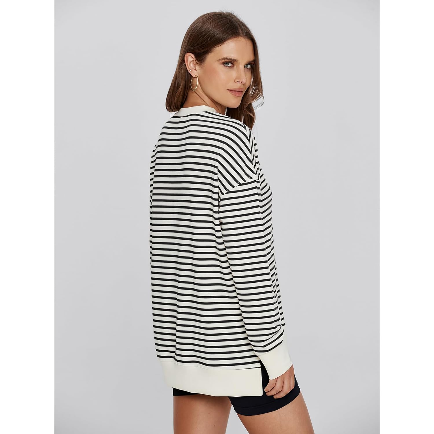 Women's Long Sleeve Crewneck Sweatshirt Lightweight Basic Soft Loose Pullover Sweatshirts