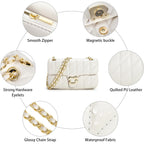 Quilted Crossbody Purse For Women Trendy - Ladies Shoulder Bag Leather Satchel Handbag Designer Evening Clutch