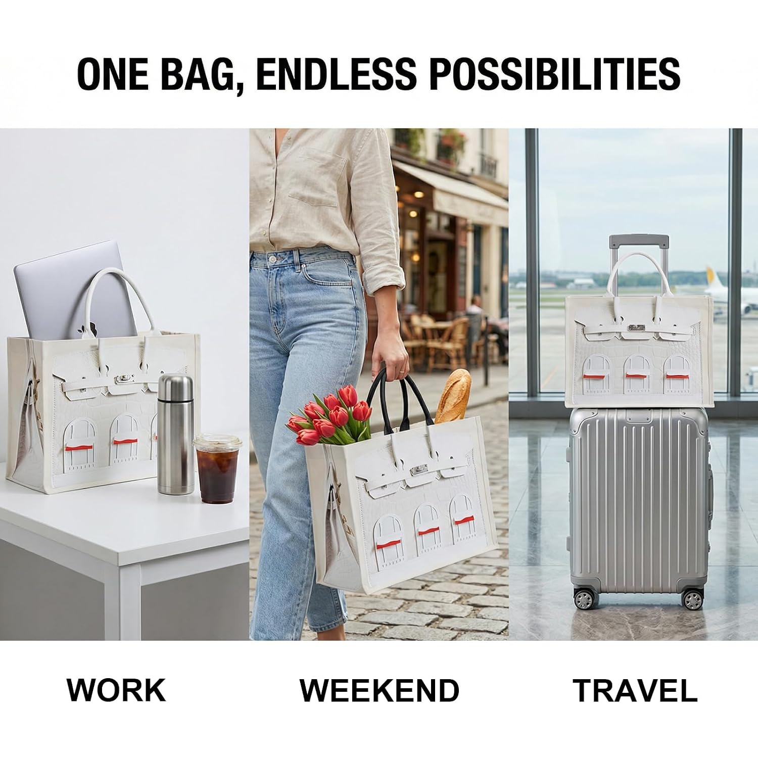 16Oz Sturdy Canvas Tote Bag For Women, Luxury Illusion Print Handbag, Unique Bridesmaid Gift & Work Bag