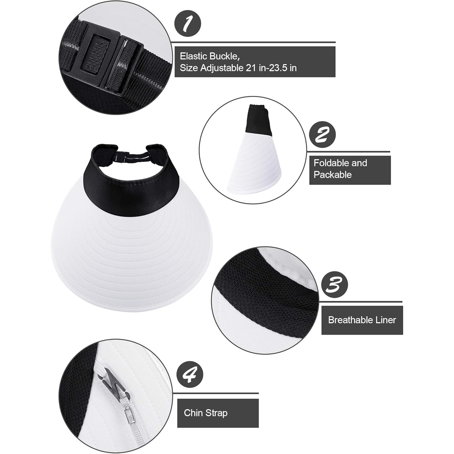 Syhood 2 Pieces Sun Visor Hats for Women Large Wide Brim Visor Hats Adjustable Summer UV Protection Packable Golf Beach Caps