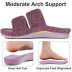 Women'S Fuzzy House Slippers With Moderate Arch Support Open Toe Cozy Bedroom Shoes Indoor
